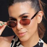 SO&EI Retro Metal Oval Óculos de Sol Mulheres Moda Doce Cor Tons UV400 Homens Punk Óculos de Sol