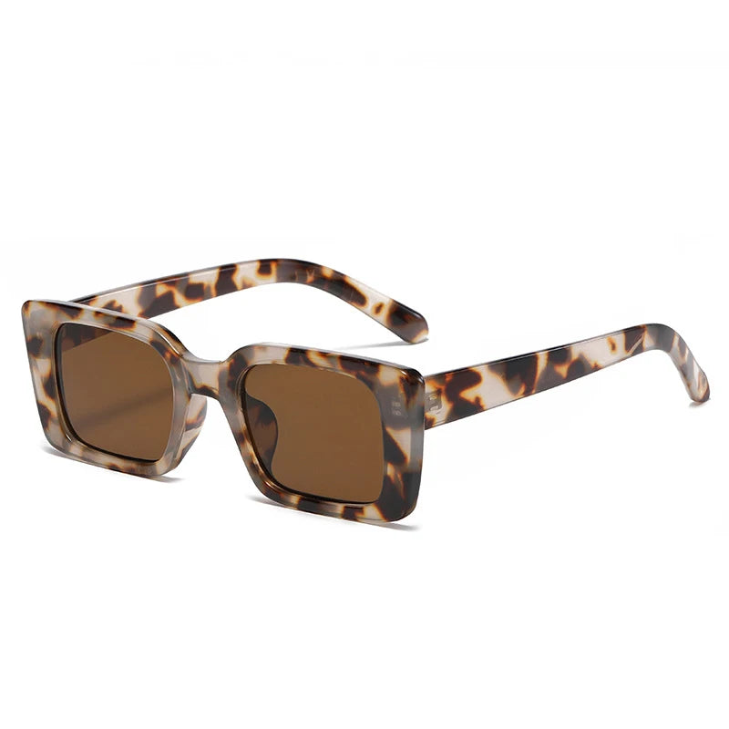 SO&EI Ins Moda Popular Pequeno Retângulo Óculos de Sol Mulheres Retro Leopardo Tons UV400 Homens Tendências Óculos de Sol Quadrados