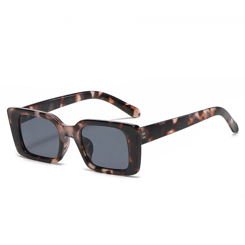 SO&EI Ins Moda Popular Pequeno Retângulo Óculos de Sol Mulheres Retro Leopardo Tons UV400 Homens Tendências Óculos de Sol Quadrados