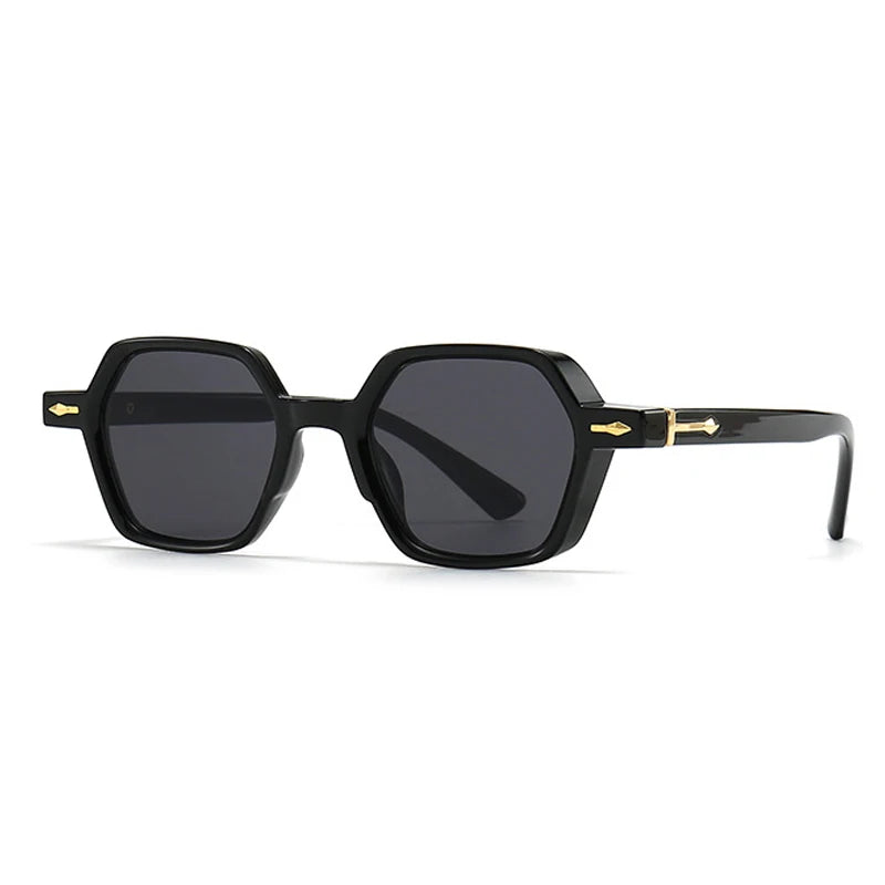 SO & EI-Small Polygon Square Sunglasses para Mulheres, Gradiente Shades, UV400, Homens Tendência, Rebites Decoração, Óculos De Sol, Moda Popular, Ins