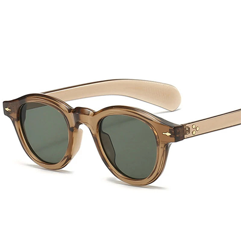 So & ei óculos de sol ovais vintage, moda feminina, lente oceano transparente, uv400, masculino, tendência, rebites, redondo, azul, verde