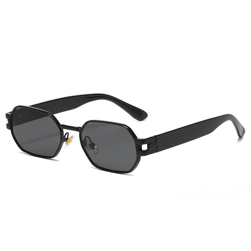 SO & EI Ins Square Candy Color Óculos De Sol para Homens e Mulheres, Óculos De Sol Retro Punk Oval Metal, UV400 Shades, Tendência na Moda