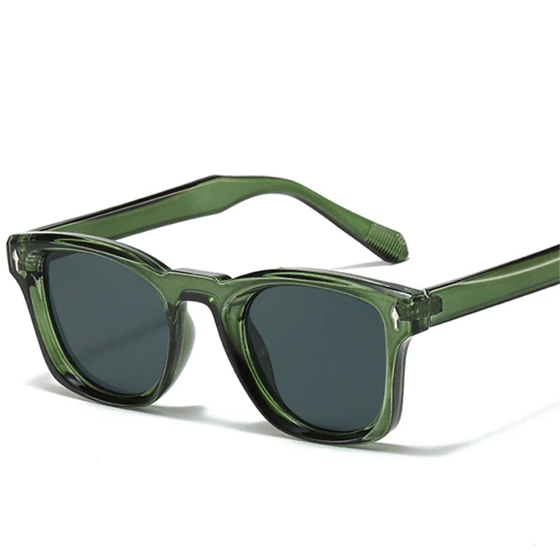 SO&EI Retro Rebites Óculos de Sol Quadrados Mulheres Moda Gradiente Tons UV400 Homens Azul Verde Óculos de Sol