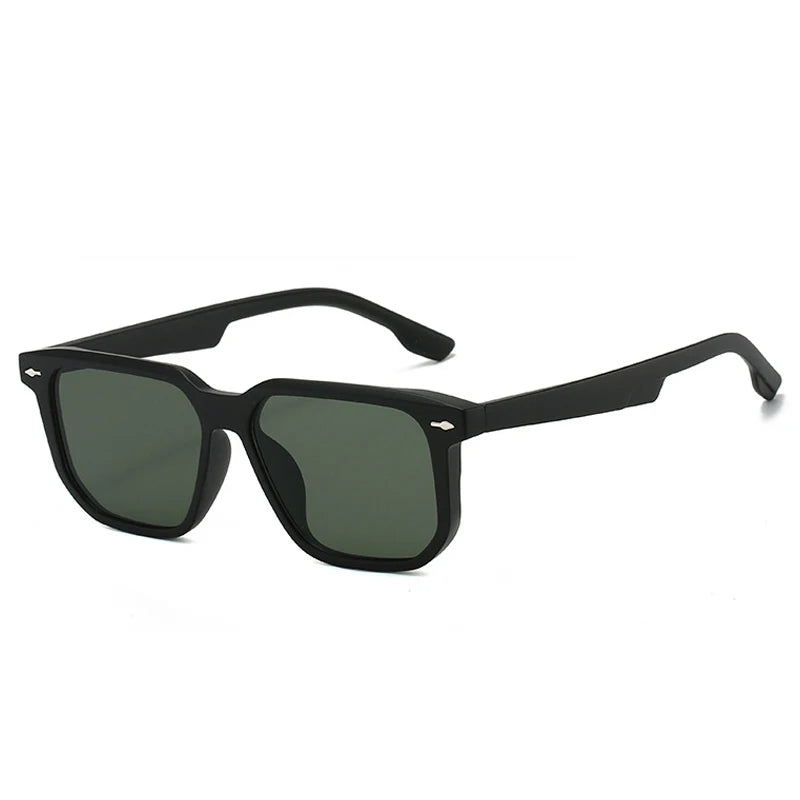 SO&EI Moda Masculina Óculos de Sol Quadrados Retro Rebites Verde Cinza Tons UV400 Mulheres Óculos de Sol de Luxo