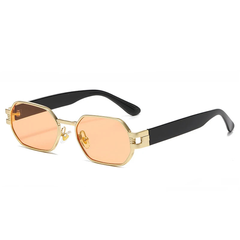 SO & EI Ins Square Candy Color Óculos De Sol para Homens e Mulheres, Óculos De Sol Retro Punk Oval Metal, UV400 Shades, Tendência na Moda