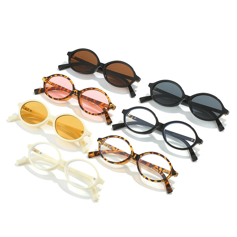 SO & EI-Óculos de Sol Oval Pequenos para Homens e Mulheres, Marca Vintage, Designer, Lente Oceano Claro, Punk, Tendência, Shades, UV400, Moda