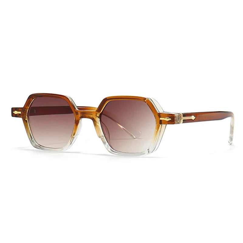 SO & EI-Small Polygon Square Sunglasses para Mulheres, Gradiente Shades, UV400, Homens Tendência, Rebites Decoração, Óculos De Sol, Moda Popular, Ins
