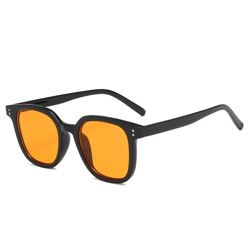 Então & ei moda praça óculos de sol mulher claro oceano lente tons uv400 masculino retro rebites decoração laranja rosa óculos de sol
