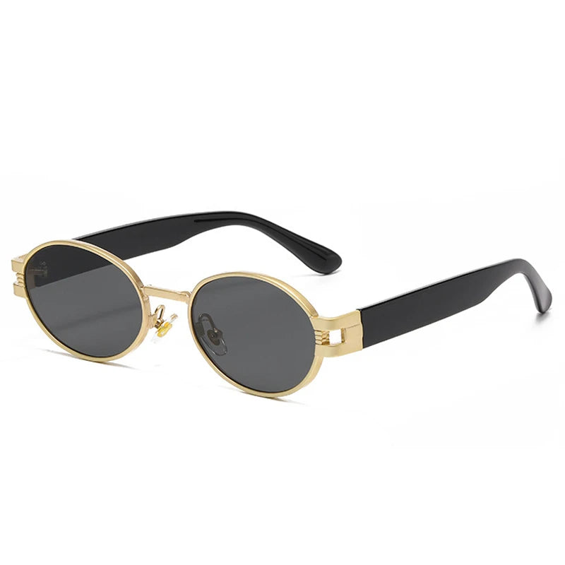 SO & EI Ins Square Candy Color Óculos De Sol para Homens e Mulheres, Óculos De Sol Retro Punk Oval Metal, UV400 Shades, Tendência na Moda