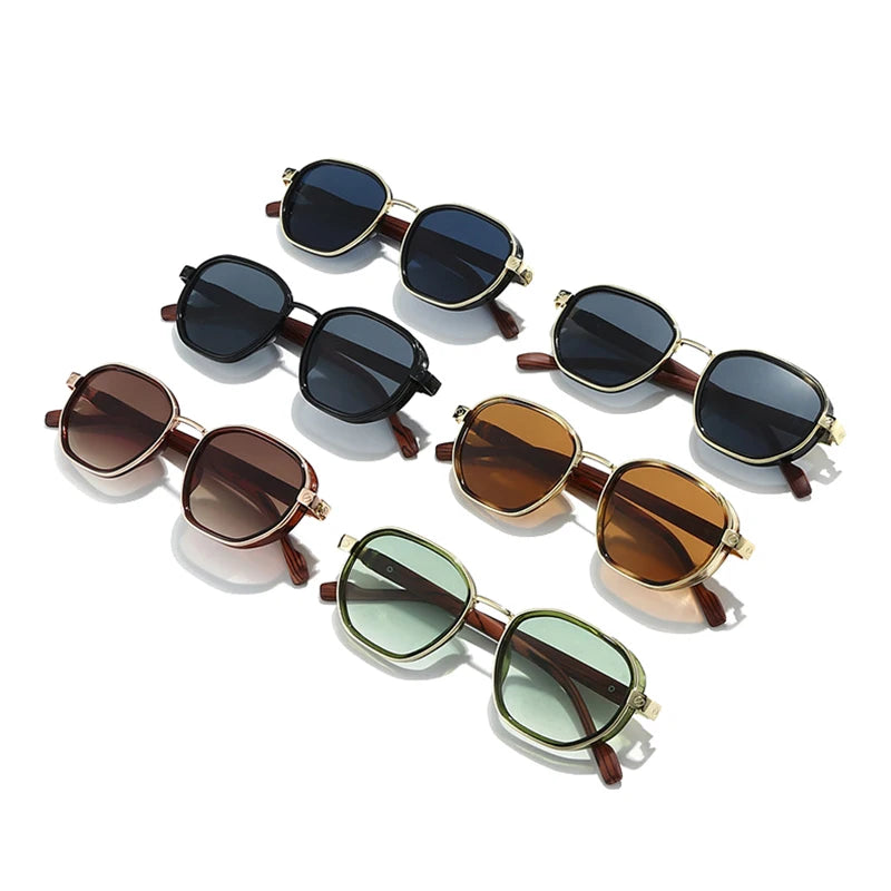 SO&EI Moda Óculos de Sol Quadrados Mulheres Shades UV400 Retro Metal Tendências Gradiente Homens Óculos de Sol