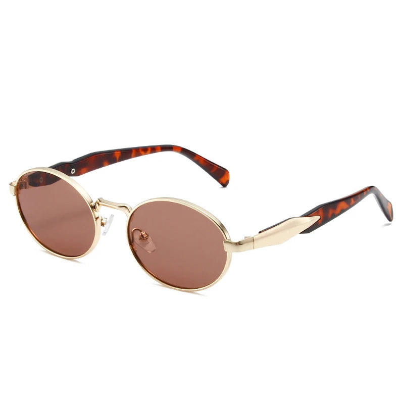 SO&EI Retro Metal Oval Óculos de Sol Mulheres Moda Doce Cor Tons UV400 Homens Punk Óculos de Sol