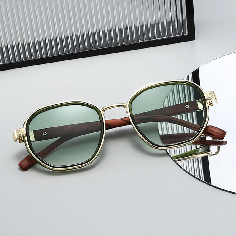 SO&EI Moda Óculos de Sol Quadrados Mulheres Shades UV400 Retro Metal Tendências Gradiente Homens Óculos de Sol