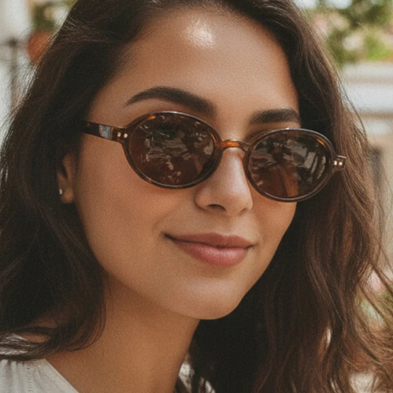 SO&EI Retro Pequeno Oval Óculos de Sol Mulheres Moda Rebites Leopardo Homens Punk Shades UV400 Óculos de Sol