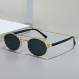 SO & EI Retro Metal Double Bridges Oval Óculos de sol para homens e mulheres, Gradiente Shades, Punk Round Sun Glasses, UV400