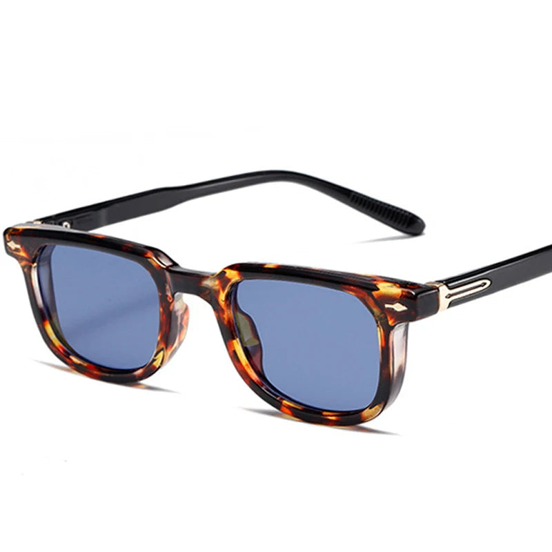 SO&EI Moda Quadrada Mulheres Óculos de Sol de Luxo Vintage Rebites Homens Azul Verde Tons UV400 Tendência Óculos de Sol