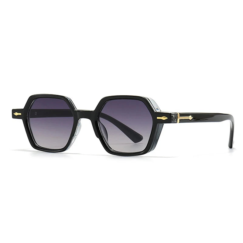 SO & EI-Small Polygon Square Sunglasses para Mulheres, Gradiente Shades, UV400, Homens Tendência, Rebites Decoração, Óculos De Sol, Moda Popular, Ins