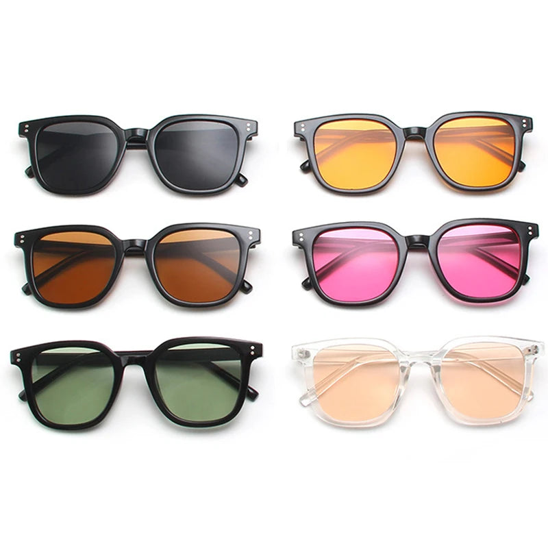 Então & ei moda praça óculos de sol mulher claro oceano lente tons uv400 masculino retro rebites decoração laranja rosa óculos de sol