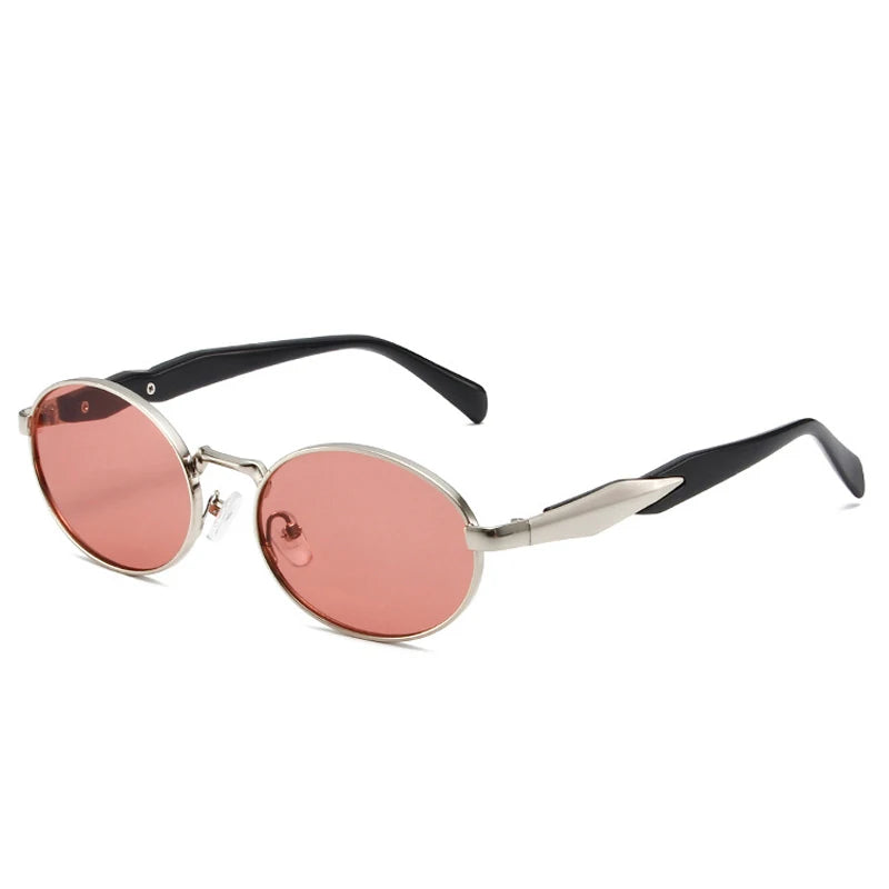 SO&EI Retro Metal Oval Óculos de Sol Mulheres Moda Doce Cor Tons UV400 Homens Punk Óculos de Sol