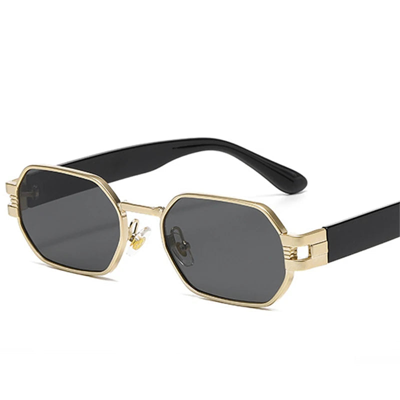 SO & EI Ins Square Candy Color Óculos De Sol para Homens e Mulheres, Óculos De Sol Retro Punk Oval Metal, UV400 Shades, Tendência na Moda