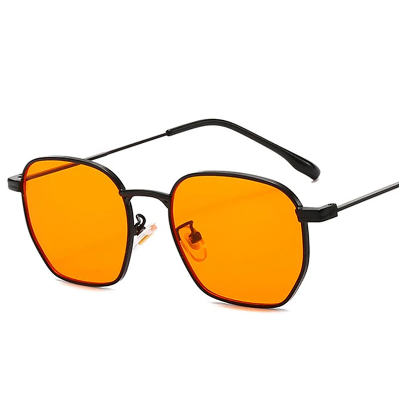 SO&EI Nova Moda Quadrada Mulheres Óculos de Sol Retro Lente Clara Armação de Metal Homens Punk Laranja Óculos de Sol Tons UV400